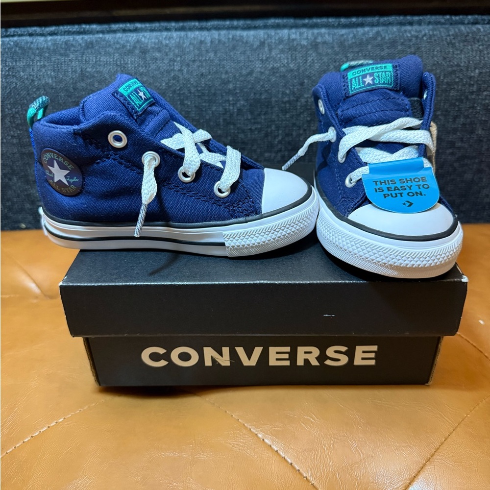 NWT Converse Toddler Navy Mid-Top Sneakers